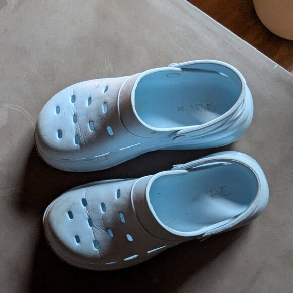 Zara AIR CHAMBER CLOGS Blue | US Size  5½ (9.5 INCHES) - Picture 7 of 16